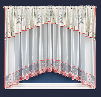 Vánoční dekorační záclona s krajkou VALERIE II. bílá/bílá 400x160 cm (cena za 1 kus) MyBestHome