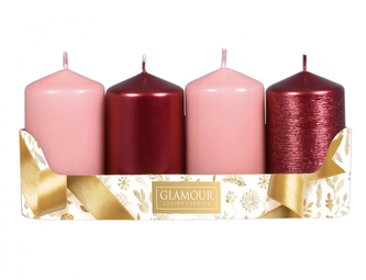 Svíčka adventní VÁLEC mix povrchů d5x9cm 4ks