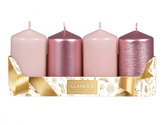 Svíčka adventní VÁLEC mix povrchů d5x9cm 4ks