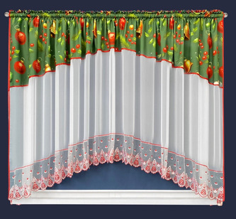 Vánoční dekorační záclona s krajkou VALERIE zelená/bílá 400x160 cm (cena za 1 kus) MyBestHome