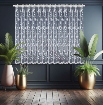 Dekorační krátká vzorovaná záclona s řasící páskou AMANDA vzor 6066 - 400x150 cm MyBestHome