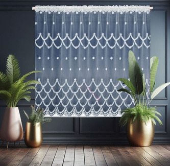 Dekorační krátká vzorovaná záclona s řasící páskou AMANDA vzor 7064 - 400x150 cm MyBestHome