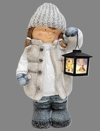 Holka ve vestě s LED lucernou