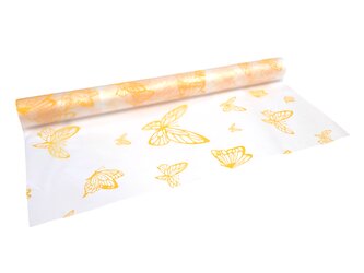 Floristická fólie průsvitná design motýlci žlutá