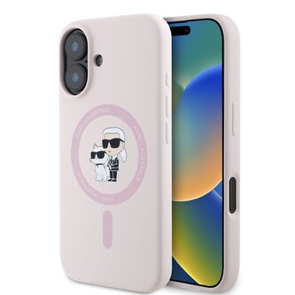 Karl Lagerfeld Liquid Silicone Karl and Choupette MagSafe Zadní Kryt pro iPhone 16 Pink Karl Lagerfeld Liquid Silicone Karl and Choupette MagSafe Zadní Kryt pro iPhone 16 Pink