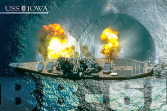 Plakát, Obraz - USS Iowa Guns firing, 91.5 × 61 cm