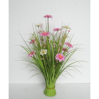 Dekorační tráva kvetoucí bílo-růžová  140-0030