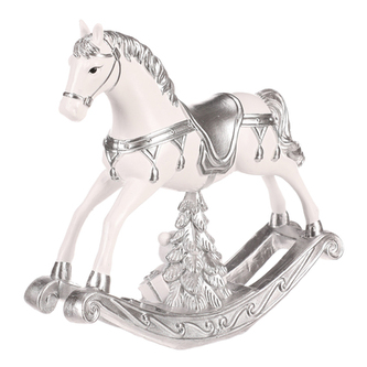 Houpací koník - polyresinová figurka, střední vel., barva bílo - stříbrná.