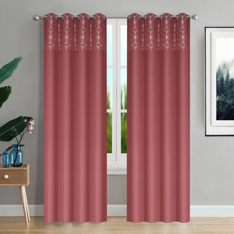 Dekorační vzorovaný závěs s kroužky SANTANA, růžová 145x250 cm (cena za 1 kus) MyBestHome