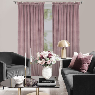 Dekorační velvet závěs s řasící páskou AKSAMIT 135x250 cm, růžová (cena za 1 kus) MyBestHome