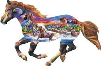 MASTERPIECES Obrysové puzzle Běžící koně 1000 dílků