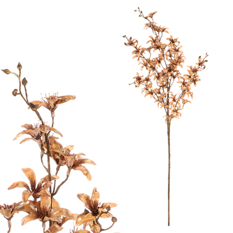 Větev plná drobných kvítků - umělá, barva zlatá.