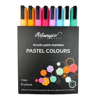 Artmagico akrylové popisovače s jemným hrotem - pastelové  - 8 ks | 80500