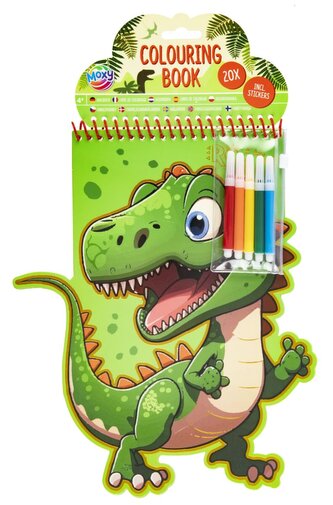 Knížka omalovánek, samolepky, fixy-dinosauři