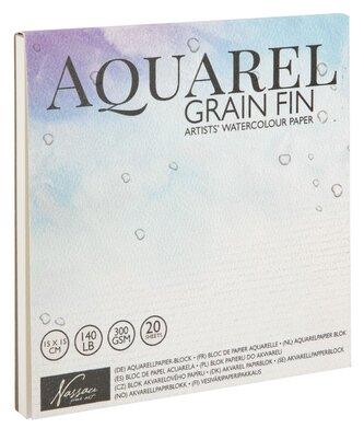 Blok s papírem na akvarelové malování, 15x15 cm, 20 listů, 300gms