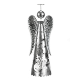 Anděl kovový, s LED svíčkou, barva stříbrná.