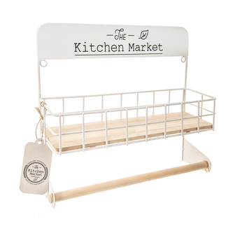 Stojan na papír. utěrky dřevo/kov bílý 32x10x29 cm