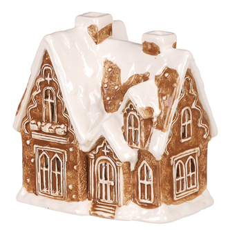 Perníková vila zasněžená - na čajovou/LED svíčku, keramika