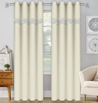 Dekorační závěs se zirkony s kroužky ANDRE smetanová 140x250 cm (cena za 1 kus) MyBestHome