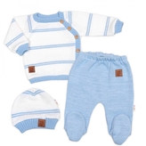 Pletená sada pro miminko s jemným proužkem 3D, lux - modrá, bílá. vel. 68; 68 (3-6m)