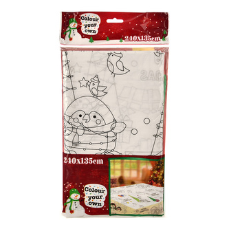 Ubrus plst k vymalování vánoční bílý 240x135 cm