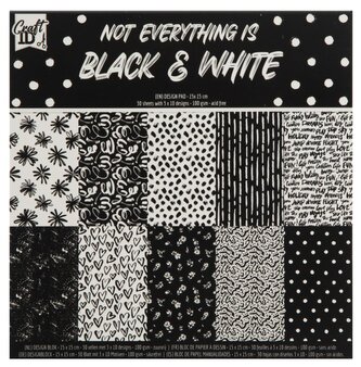 Designový papír, 15x15 cm, 20 listů, 100 gms - Black and White