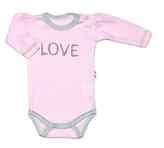 Baby Nellys Body dlouhý rukáv Love - růžové, vel. 68; 68 (3-6m)