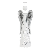 Anděl kovový, s LED svíčkou, barva bílá.