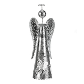 Anděl kovový, s LED svíčkou, barva stříbrná.