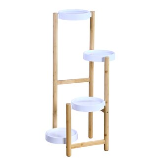 KESPER Stojan na květiny 4 police, bambus, plast, bílá 78x48x42cm