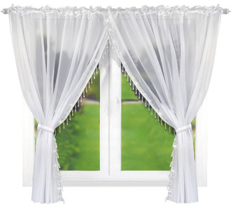 Dekorační krátká záclona s řasící páskou s ozdobami ESTRELLA bílá 400x155 cm MyBestHome
