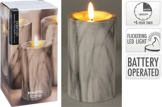 LED svíčka s časovačem 12,5x7,5 cm mramor II. jakost