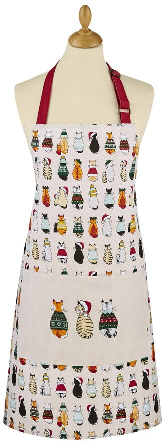 Kuchyňská zástěra Christmas Cats Red