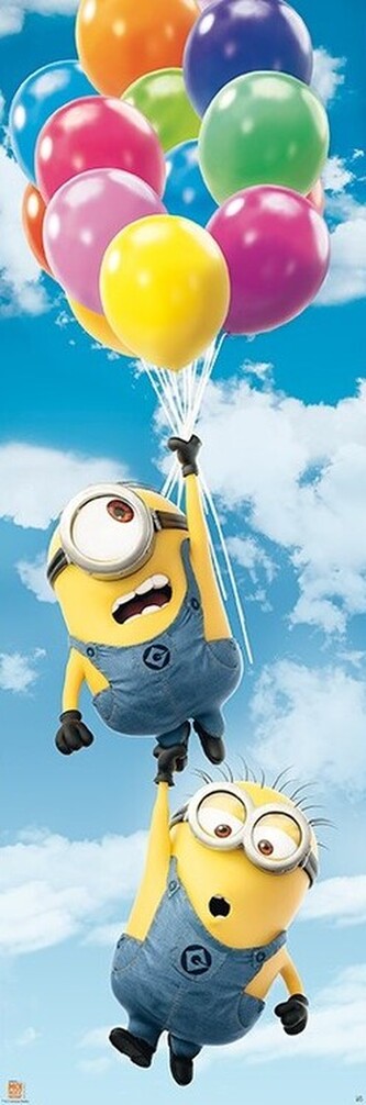 Plakát, Obraz - Minions - Balloons, 53 × 158 cm