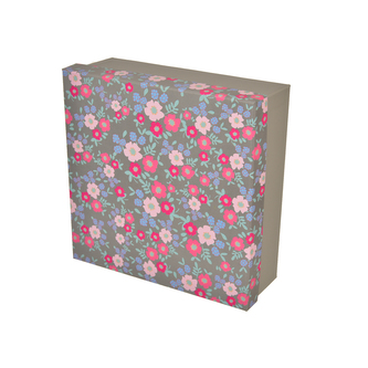 Krabice dárková papír kytička šedá 20x20x8 cm