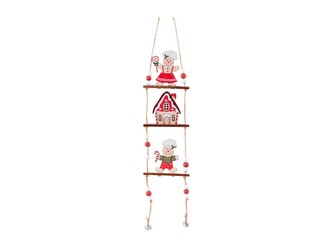 Závěs dřevo 85xmm figurky s žebříkem, přírodní, barevná