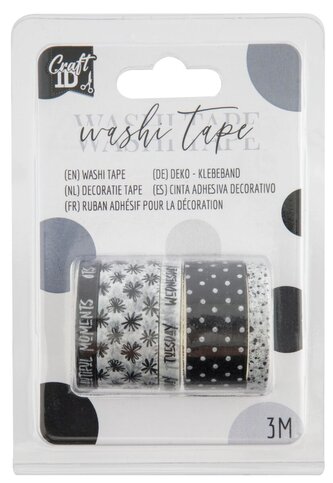 Dekorační lepicí páska - Washi pásky 3m, černé