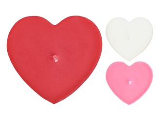 Srdce 90x90x60mm červená, bílá, růžová svíčka mix