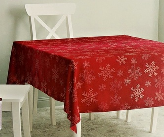 Vánoční ubrus na stůl SHINY FLAKES 110x160 cm červená