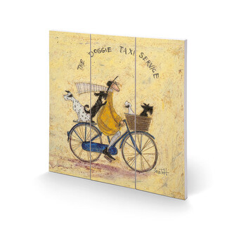 Dřevěný obraz Sam Toft - The Doggie Taxi Service, 30 × 30 cm