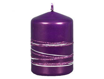 Svíčka SATURN VÁLEC vánoční metalická lesklá d6x9cm