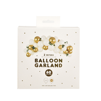 Girlanda latex bílá/zlatá 60 balónků 200 cm