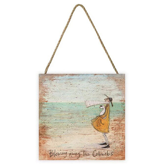 Dřevěný obraz Sam Toft - Blowing away the Cobwebs, 20 × 20 cm