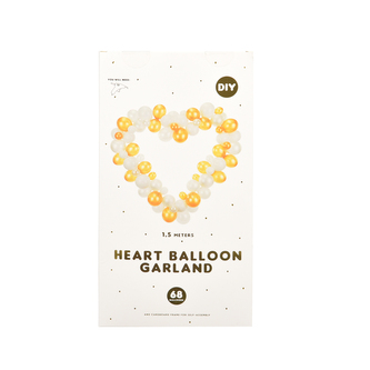 Girlanda latex srdce bílá/zlatá 68 balónků 160 cm