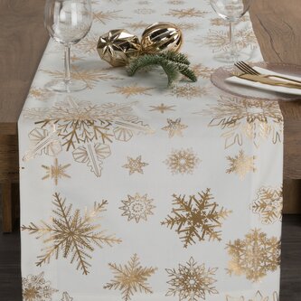 Vánoční ubrus - běhoun na stůl HAPPY HOLIDAYS bílá 40x140 cm VELVET mikrovlákno Mybesthome