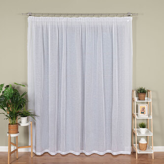 Dekorační dlouhá záclona s řasící páskou REŽNÝ vzhled LEXA bílá 300x250 cm (cena za 1 kus) MyBestHome