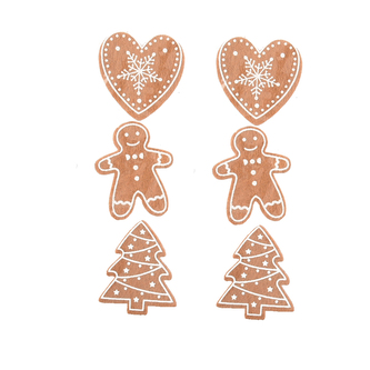 Perníček filc přízdoba hnědý 6 ks 5 cm