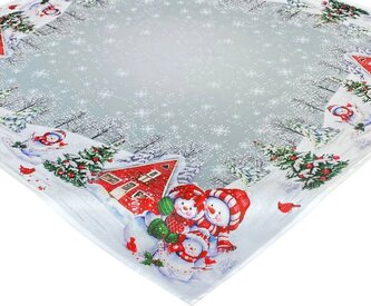 Vánoční ubrus na stůl SNOWMEN FAMILY 85x85 cm Mybesthome