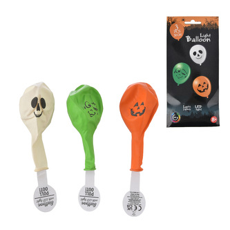 Balónek latex LED Halloween pr.30 cm 3 ks