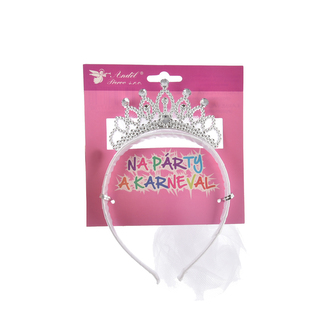 Závoj korunka/čelenka bílý 11,5x1,5x19 xm